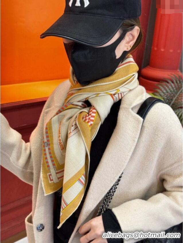 Super Quality Hermes Cashmere Silk Letters Equestres Shawl Scarf 140x140cm H1502 Beige 2026