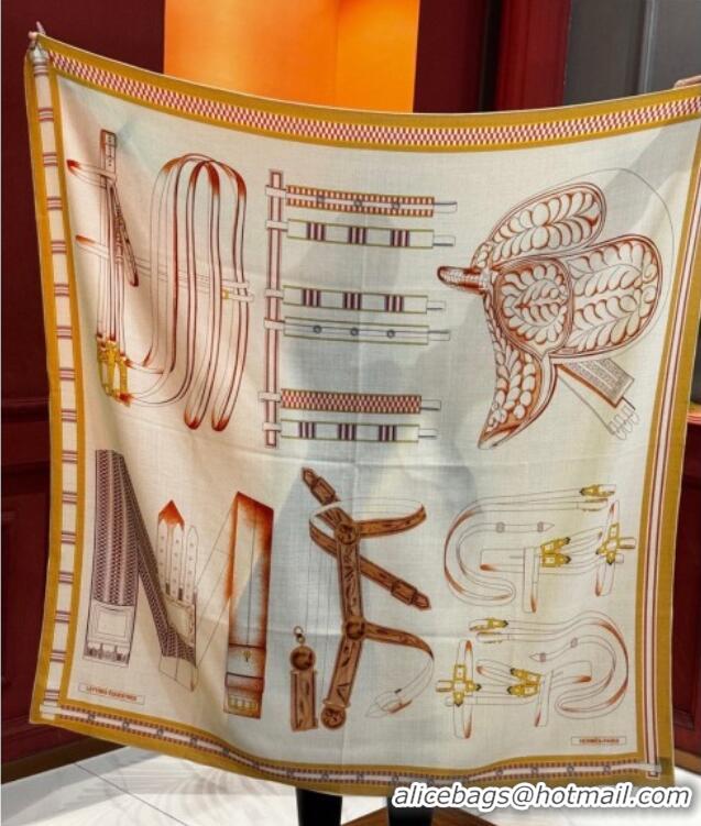 Super Quality Hermes Cashmere Silk Letters Equestres Shawl Scarf 140x140cm H1502 Beige 2026