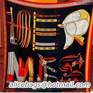 Luxury Discount Hermes Cashmere Silk Letters Equestres Shawl Scarf 140x140cm H1502 Black 2026