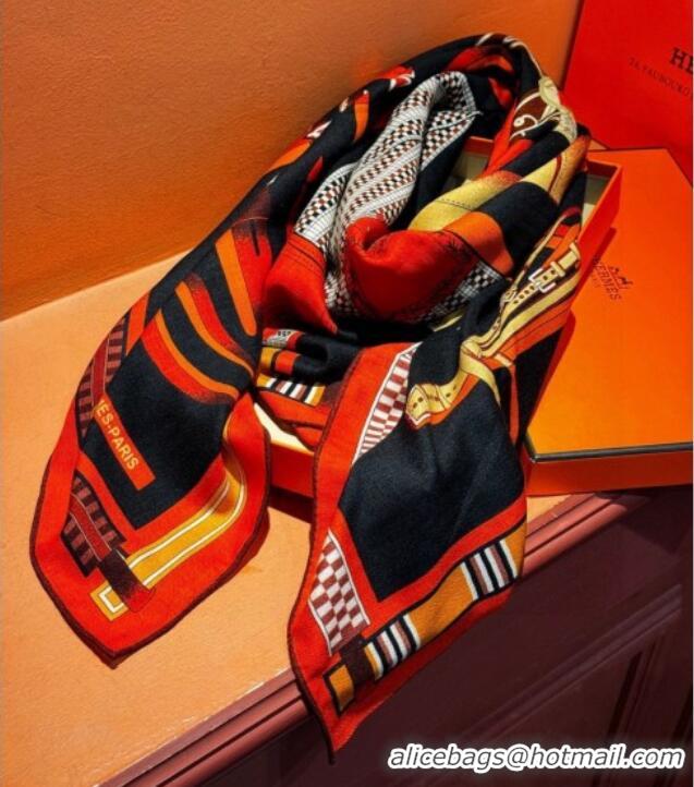 Luxury Discount Hermes Cashmere Silk Letters Equestres Shawl Scarf 140x140cm H1502 Black 2026
