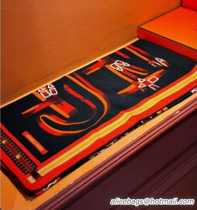 Luxury Discount Hermes Cashmere Silk Letters Equestres Shawl Scarf 140x140cm H1502 Black 2026