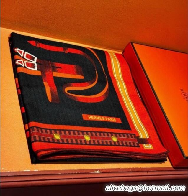 Luxury Discount Hermes Cashmere Silk Letters Equestres Shawl Scarf 140x140cm H1502 Black 2026