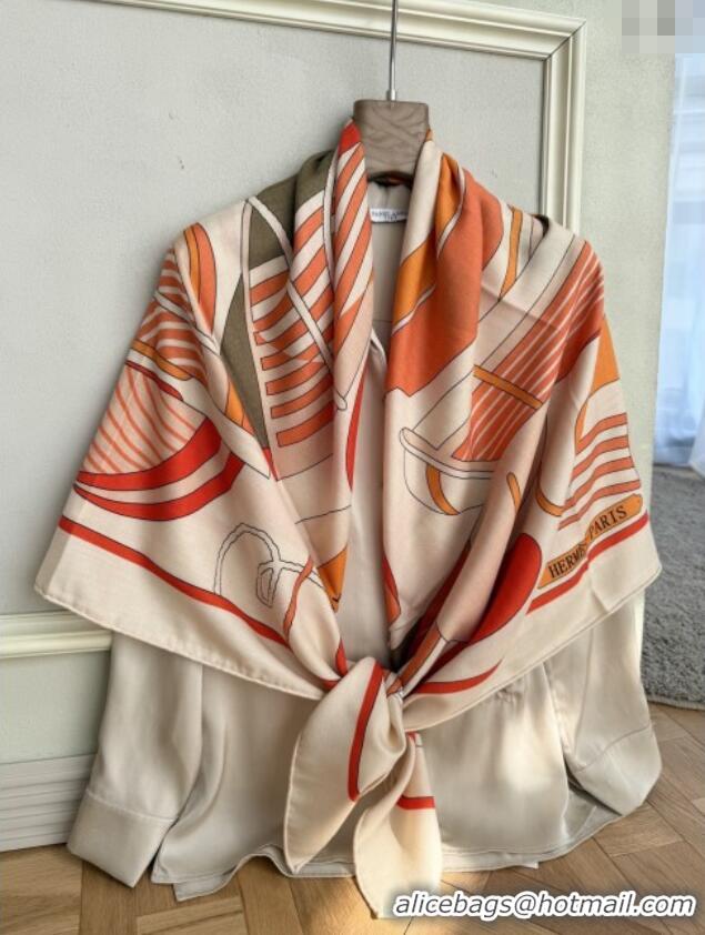 Big Discount Hermes Cashmere Silk Thalassa Shawl Scarf 140x140cm H1504 Orange 2026 Top
