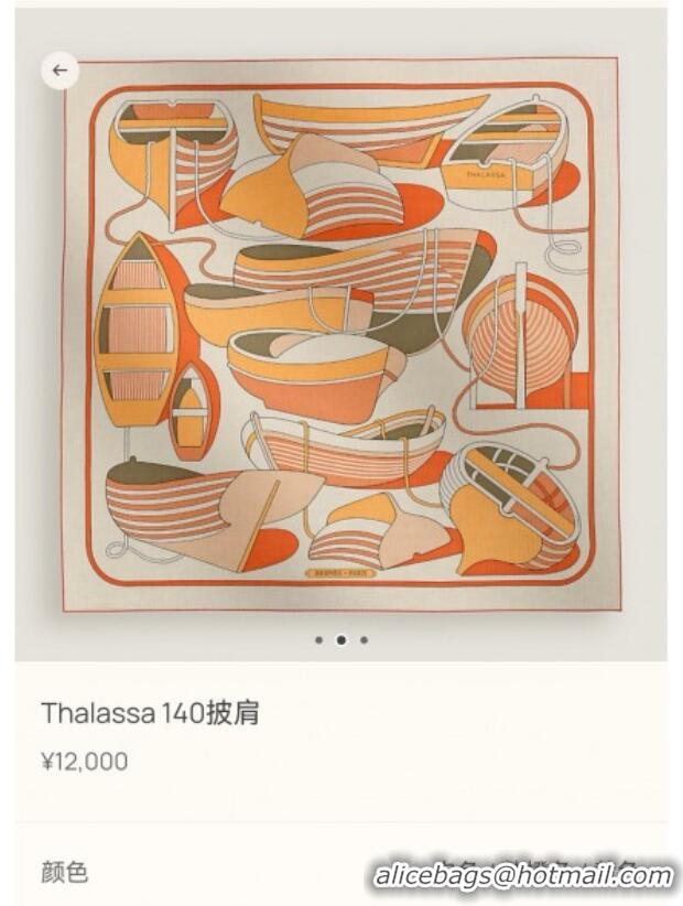 Big Discount Hermes Cashmere Silk Thalassa Shawl Scarf 140x140cm H1504 Orange 2026 Top