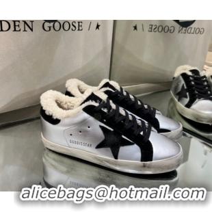 Purchase Golden Goose Women's Super-Star Sneakers in Silver Leather and Wool GGDB103106 1031062