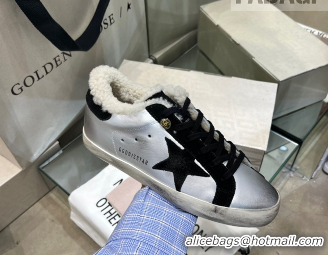Purchase Golden Goose Women's Super-Star Sneakers in Silver Leather and Wool GGDB103106 1031062