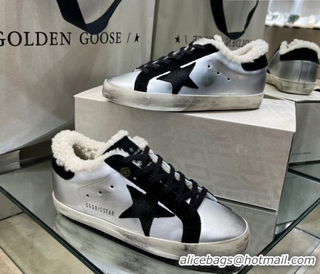 Purchase Golden Goose Women's Super-Star Sneakers in Silver Leather and Wool GGDB103106 1031062