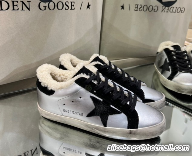 Purchase Golden Goose Women's Super-Star Sneakers in Silver Leather and Wool GGDB103106 1031062