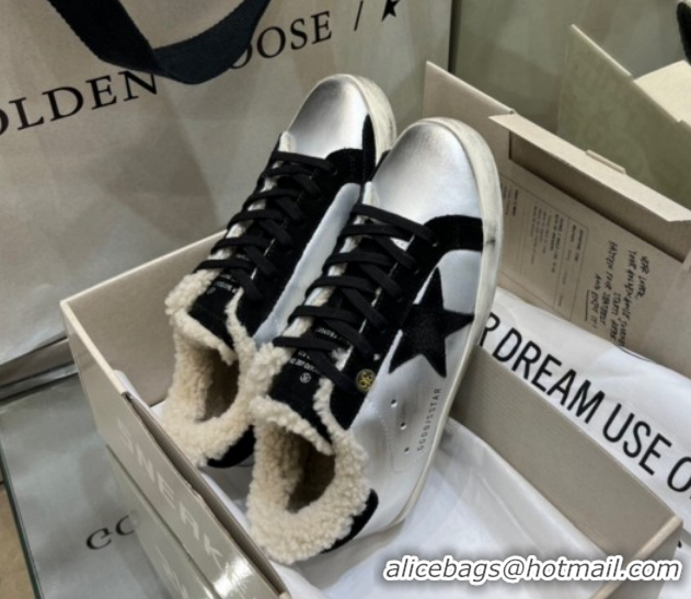 Purchase Golden Goose Women's Super-Star Sneakers in Silver Leather and Wool GGDB103106 1031062