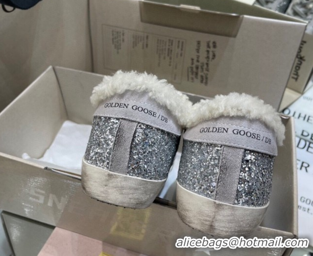 Grade Quality Golden Goose Women's Super-Star Sneakers in Silver Glitters and Wool GGDB103107 1031063