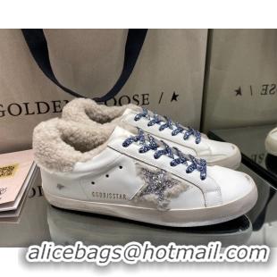 Pretty Style Golden Goose Women's Super-Star Sneakers in White Leather and Wool GGDB103112 1031068