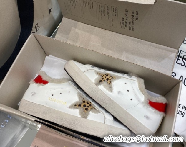 Buy Discount Golden Goose Women's Super-Star Sneakers in White Leather and Wool GGDB103113 1031069