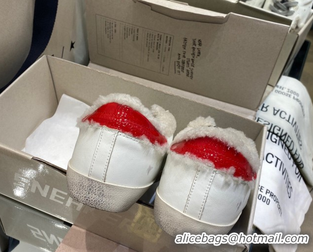 Buy Discount Golden Goose Women's Super-Star Sneakers in White Leather and Wool GGDB103113 1031069