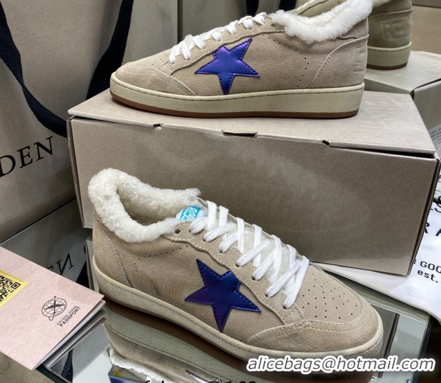 Hot Style Golden Goose Women's Super-Star Sneakers in Beige Suede and Wool GGDB103114 1031074