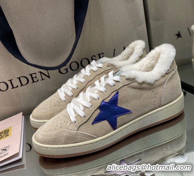 Hot Style Golden Goose Women's Super-Star Sneakers in Beige Suede and Wool GGDB103114 1031074