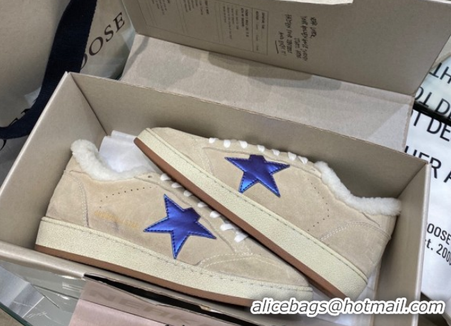 Hot Style Golden Goose Women's Super-Star Sneakers in Beige Suede and Wool GGDB103114 1031074