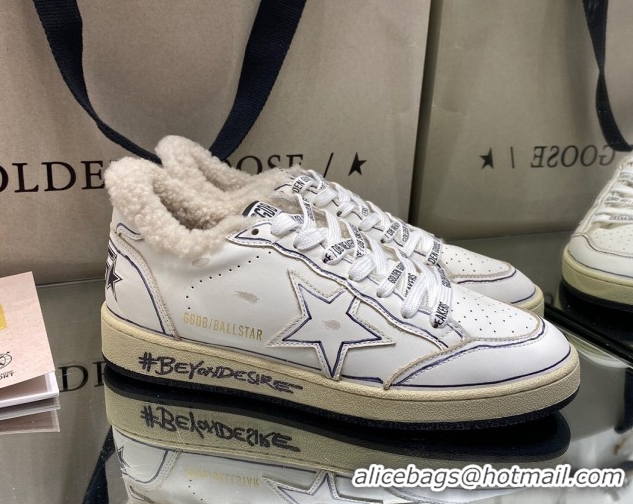Unique Style Golden Goose Women's Super-Star Sneakers in White Leather and Wool GGDB103115 1031075