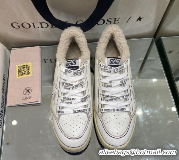 Unique Style Golden Goose Women's Super-Star Sneakers in White Leather and Wool GGDB103115 1031075