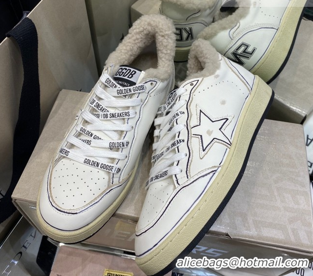 Unique Style Golden Goose Women's Super-Star Sneakers in White Leather and Wool GGDB103115 1031075