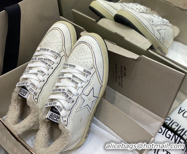 Unique Style Golden Goose Women's Super-Star Sneakers in White Leather and Wool GGDB103115 1031075