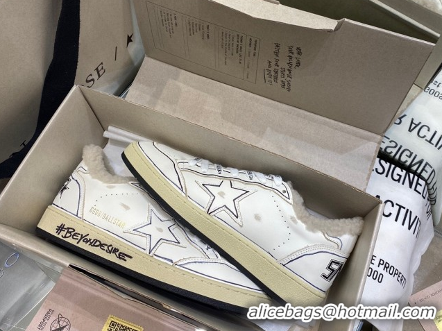 Unique Style Golden Goose Women's Super-Star Sneakers in White Leather and Wool GGDB103115 1031075