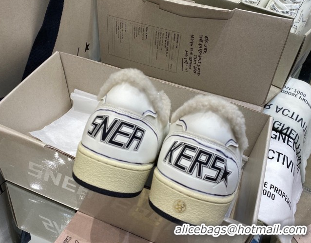 Unique Style Golden Goose Women's Super-Star Sneakers in White Leather and Wool GGDB103115 1031075