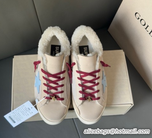 Best Product Golden Goose Women's Super-Star Sneakers in Light Pink Leather and Wool GGDB1031022 1031082