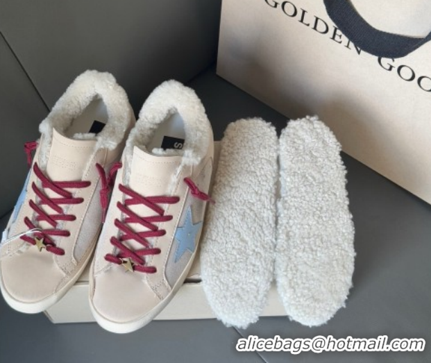 Best Product Golden Goose Women's Super-Star Sneakers in Light Pink Leather and Wool GGDB1031022 1031082