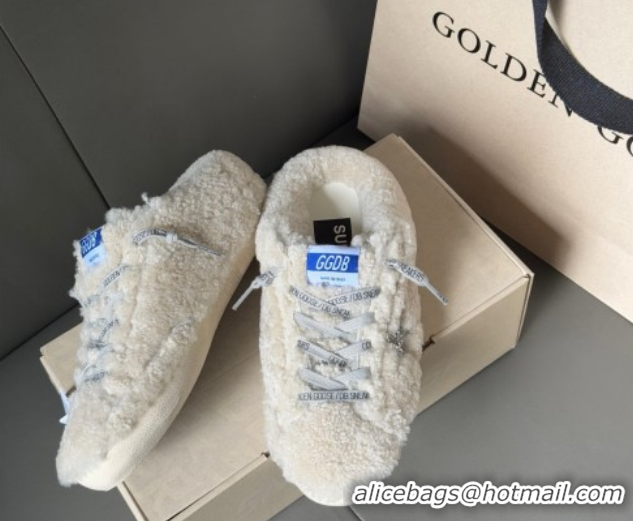 Golden Goose Women's Super-Star Sabots Sneaker in Beige Wool with Silver Glitter Star GGDB103118 1031078