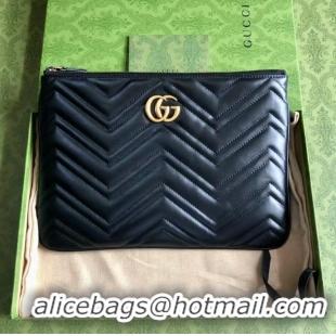 Grade Design Gucci GG Marmont Leather Pouch Clutch Bag 476440 Black