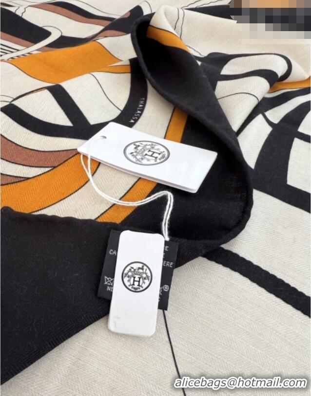 Best Price Hermes Cashmere Silk Thalassa Shawl Scarf 140x140cm H1505 Black 2026 Top