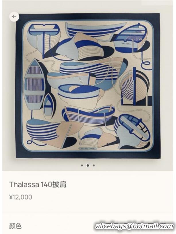 New Design Hermes Cashmere Silk Thalassa Shawl Scarf 140x140cm H1505 Blue 2026 Top