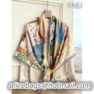 Super Quality Hermes Cashmere Silk Le Livre d'Esope Shawl Scarf 140x140cm H1508 Green 2026 Top