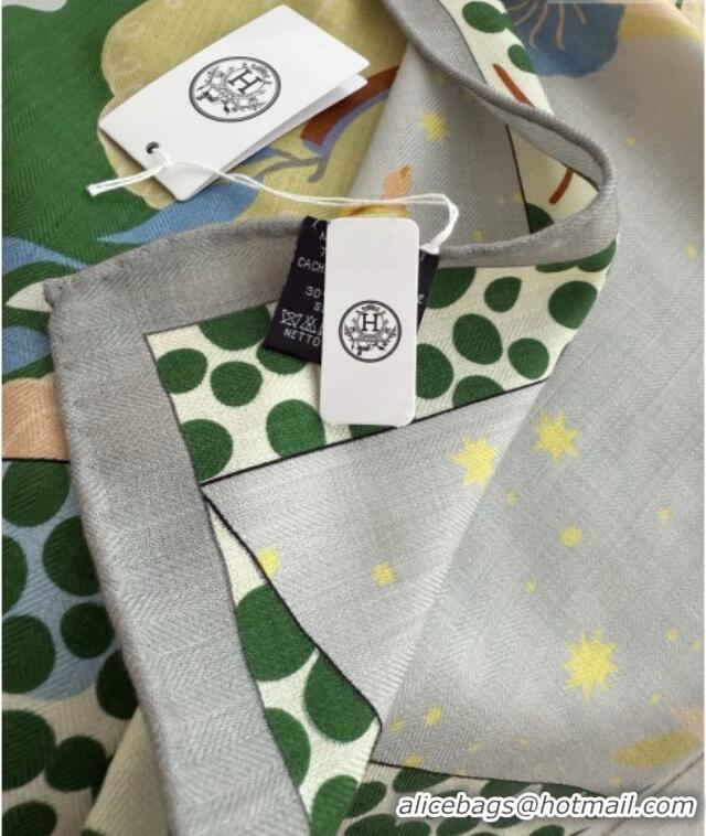 Super Quality Hermes Cashmere Silk Le Livre d'Esope Shawl Scarf 140x140cm H1508 Green 2026 Top