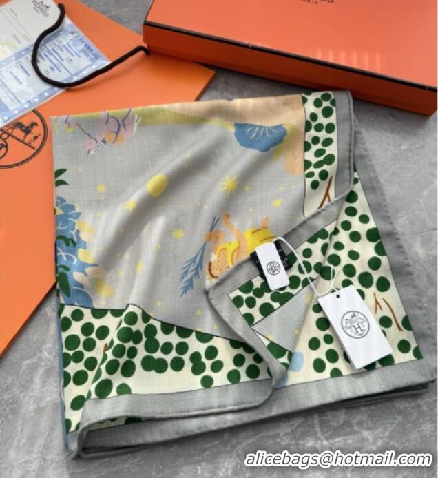Super Quality Hermes Cashmere Silk Le Livre d'Esope Shawl Scarf 140x140cm H1508 Green 2026 Top
