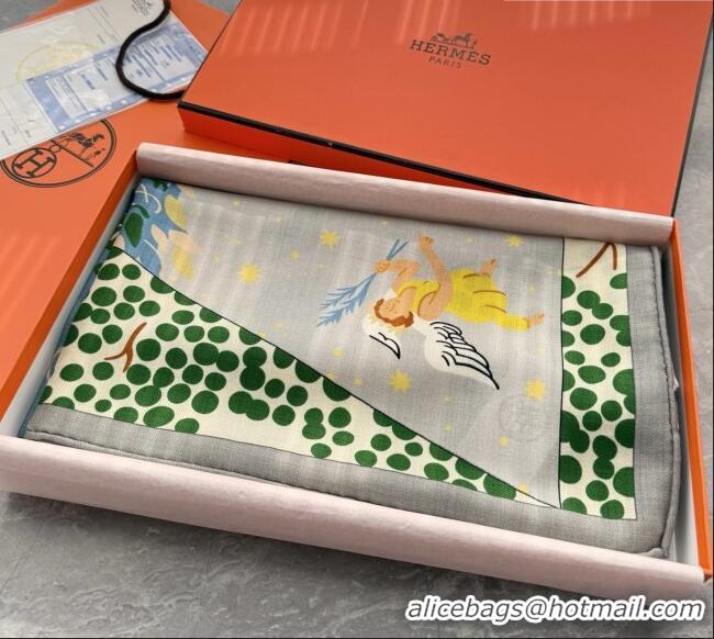 Super Quality Hermes Cashmere Silk Le Livre d'Esope Shawl Scarf 140x140cm H1508 Green 2026 Top