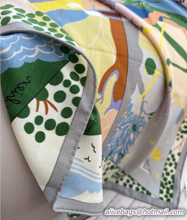 Super Quality Hermes Cashmere Silk Le Livre d'Esope Shawl Scarf 140x140cm H1508 Green 2026 Top