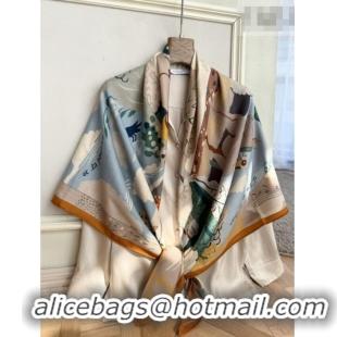 Low Cost Hermes Cashmere Silk Le Livre d'Esope Shawl Scarf 140 H1509 Orange 2026 Top