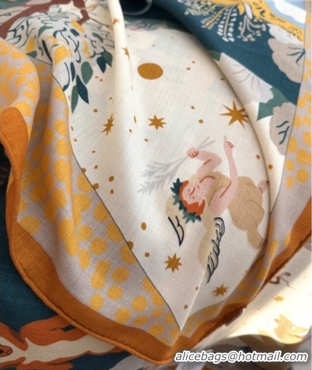 Low Cost Hermes Cashmere Silk Le Livre d'Esope Shawl Scarf 140 H1509 Orange 2026 Top