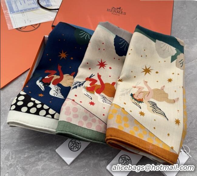 Low Cost Hermes Cashmere Silk Le Livre d'Esope Shawl Scarf 140 H1509 Orange 2026 Top