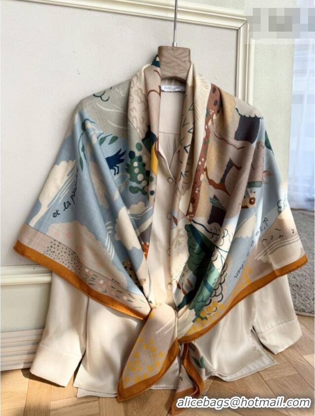 Low Cost Hermes Cashmere Silk Le Livre d'Esope Shawl Scarf 140 H1509 Orange 2026 Top