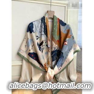 Super Quality Hermes Cashmere Silk Le Livre d'Esope Shawl Scarf 140x140cm H1511 Green 2026 Top
