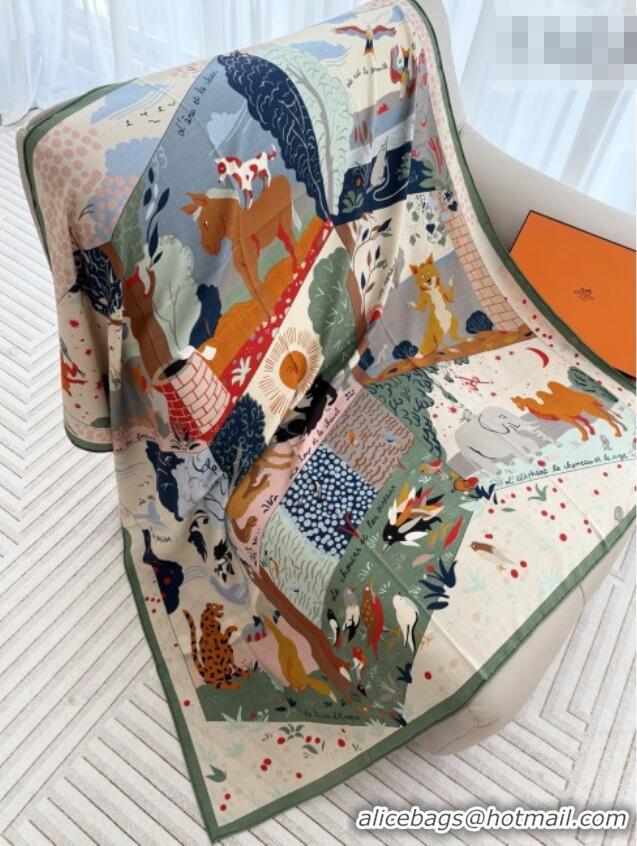 Super Quality Hermes Cashmere Silk Le Livre d'Esope Shawl Scarf 140x140cm H1511 Green 2026 Top