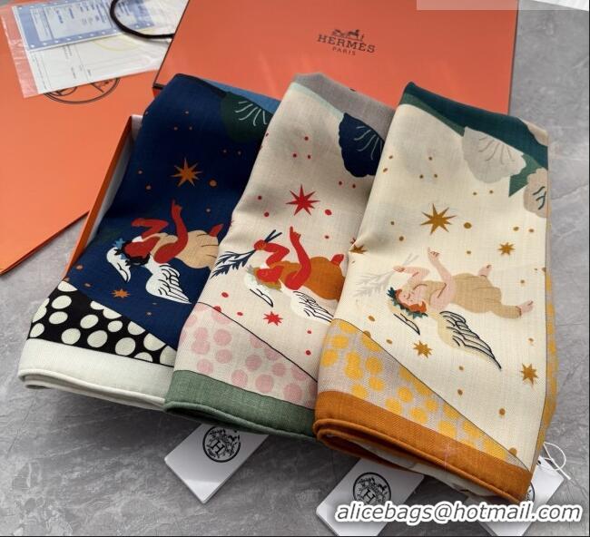 Super Quality Hermes Cashmere Silk Le Livre d'Esope Shawl Scarf 140x140cm H1511 Green 2026 Top