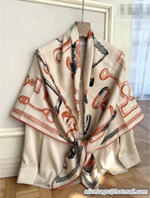 Discount Hermes Inventaire Poetique Pour un Conte Sellier Shawl 140 Scarf 140x140cm H1512 Beige/Orange 2026 Top