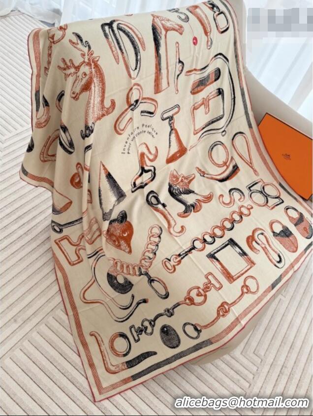 Discount Hermes Inventaire Poetique Pour un Conte Sellier Shawl 140 Scarf 140x140cm H1512 Beige/Orange 2026 Top