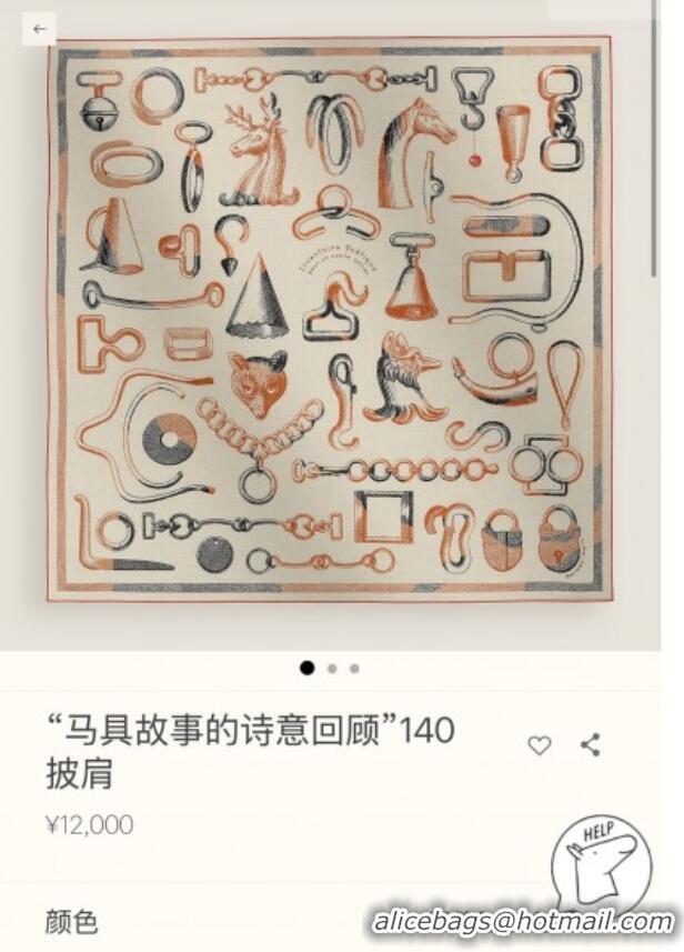 Discount Hermes Inventaire Poetique Pour un Conte Sellier Shawl 140 Scarf 140x140cm H1512 Beige/Orange 2026 Top