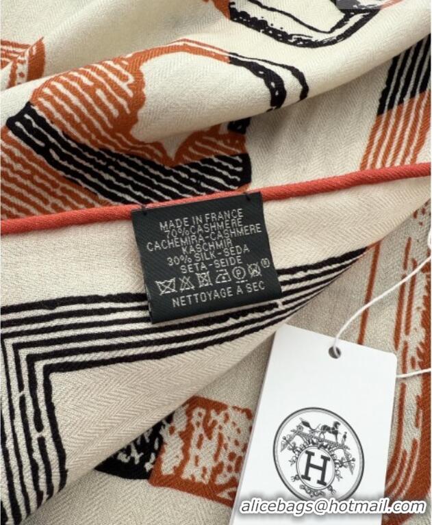Discount Hermes Inventaire Poetique Pour un Conte Sellier Shawl 140 Scarf 140x140cm H1512 Beige/Orange 2026 Top