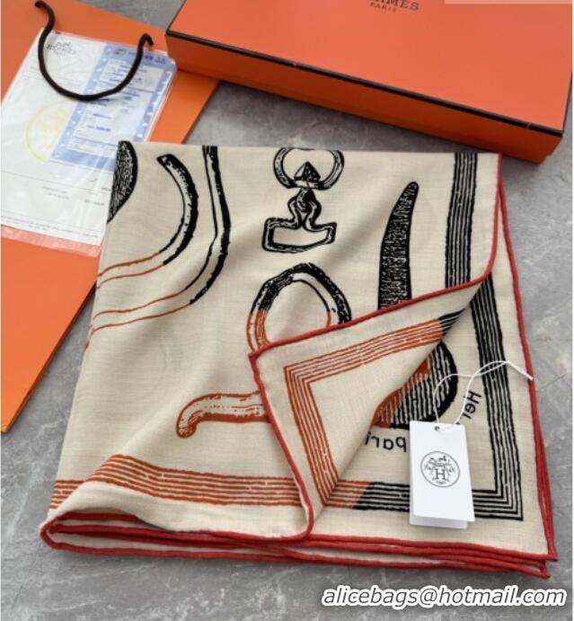 Discount Hermes Inventaire Poetique Pour un Conte Sellier Shawl 140 Scarf 140x140cm H1512 Beige/Orange 2026 Top