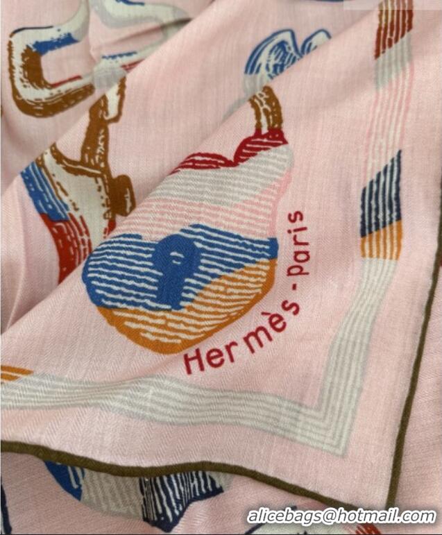Top Quality Hermes Inventaire Poetique Pour un Conte Sellier Shawl 140 Scarf 140x140cm H1513 Pink 2026 Top